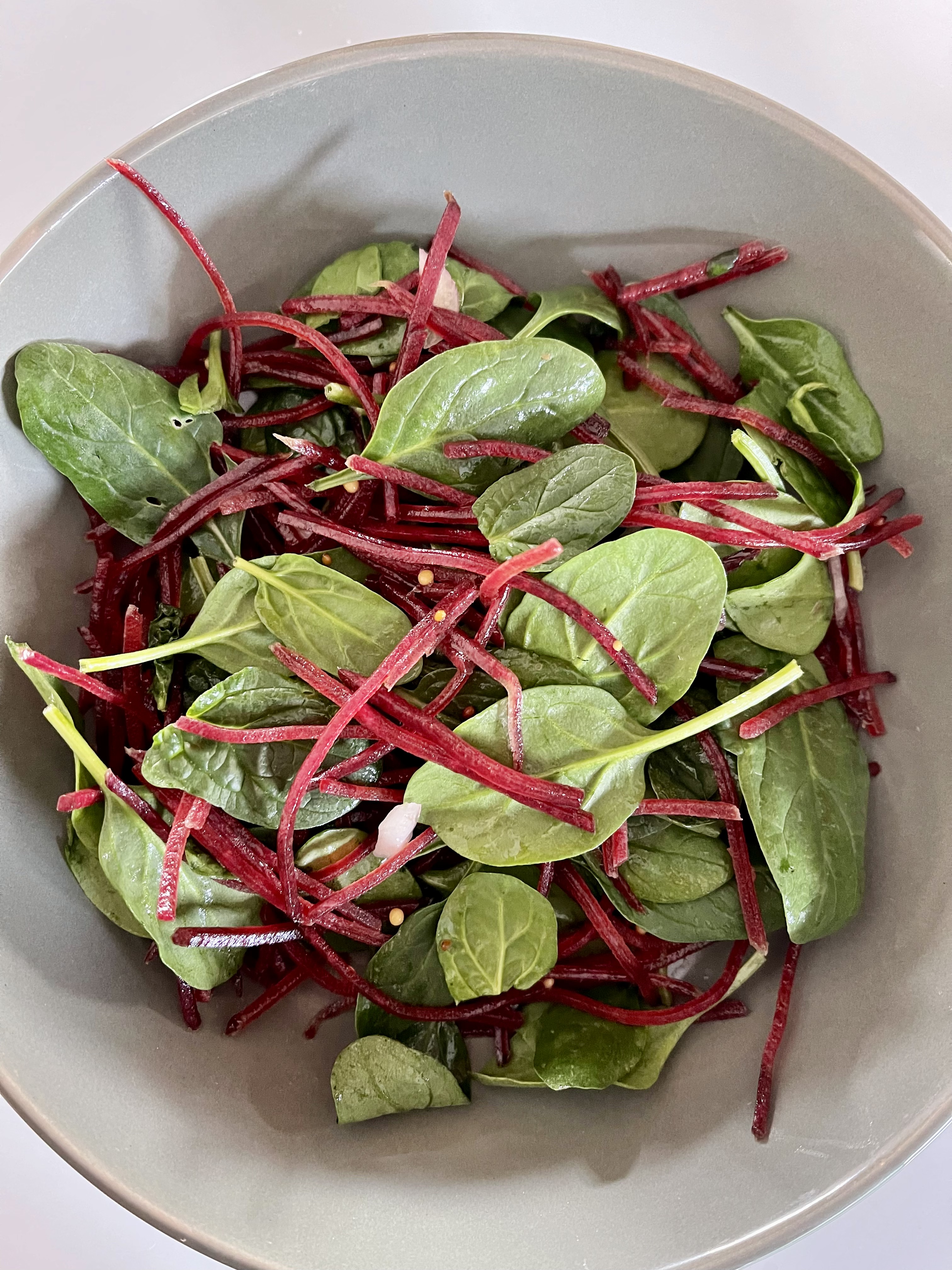 Image of Beetroot & Spinach Salad with Easy Mustard Shallot Vinaigrette