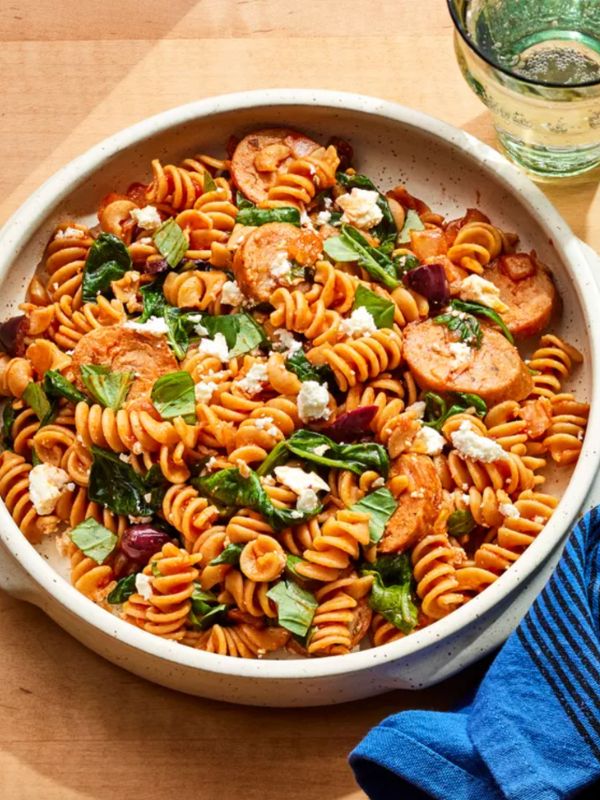 Image of One-Pot Spinach, Chicken Sausage & Feta Pasta