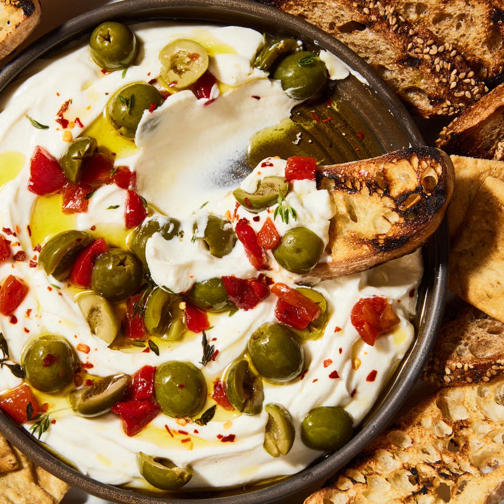 Image of Whipped Ricotta With Olives & Roasted Red Peppers